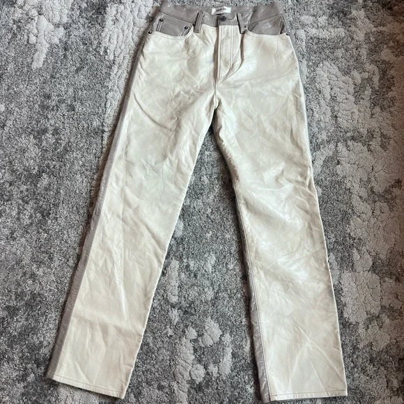 Agolde Two Tone 90s Leather Pants straight leg - Picture 3 of 15